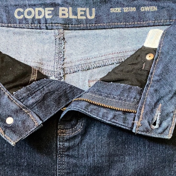 Denim Shirt, Dark Blue Midi Denim Skirt, Code Bleu Denim Skirt, Midi Denim Skirt - Picture 9 of 13